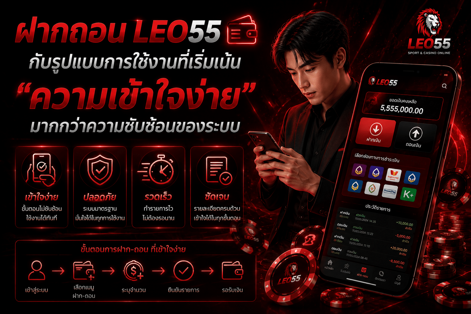 ฝากถอน LEO55 กับรูปแบบการใช้งานที่เริ่มเน้น “ความเข้าใจง่าย” มากกว่าความซับซ้อนของระบบ